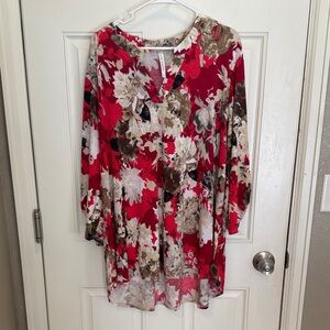 Dear Scarlett Floral Red and Brown Women's Top